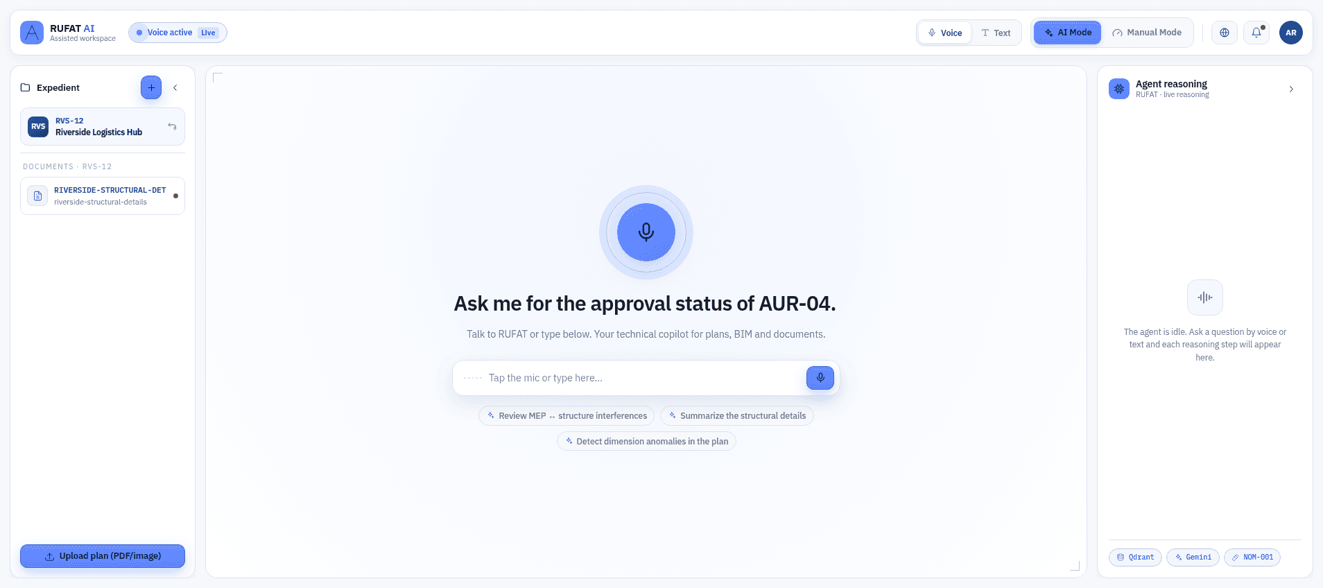 Tafvox AI mode showing a Stark agent answer